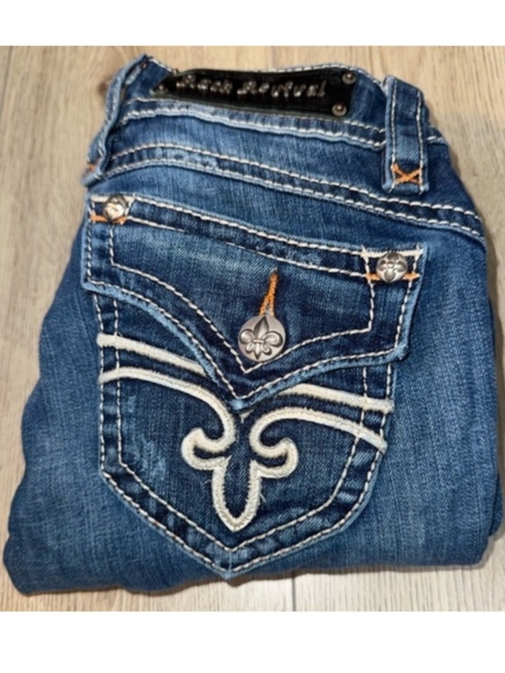 Rock revival Stephanie capri crop cropped blue jeans denim